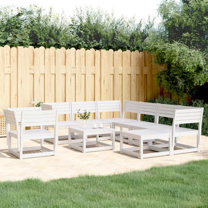 8 Piece Garden Lounge Set White Solid Wood Pine