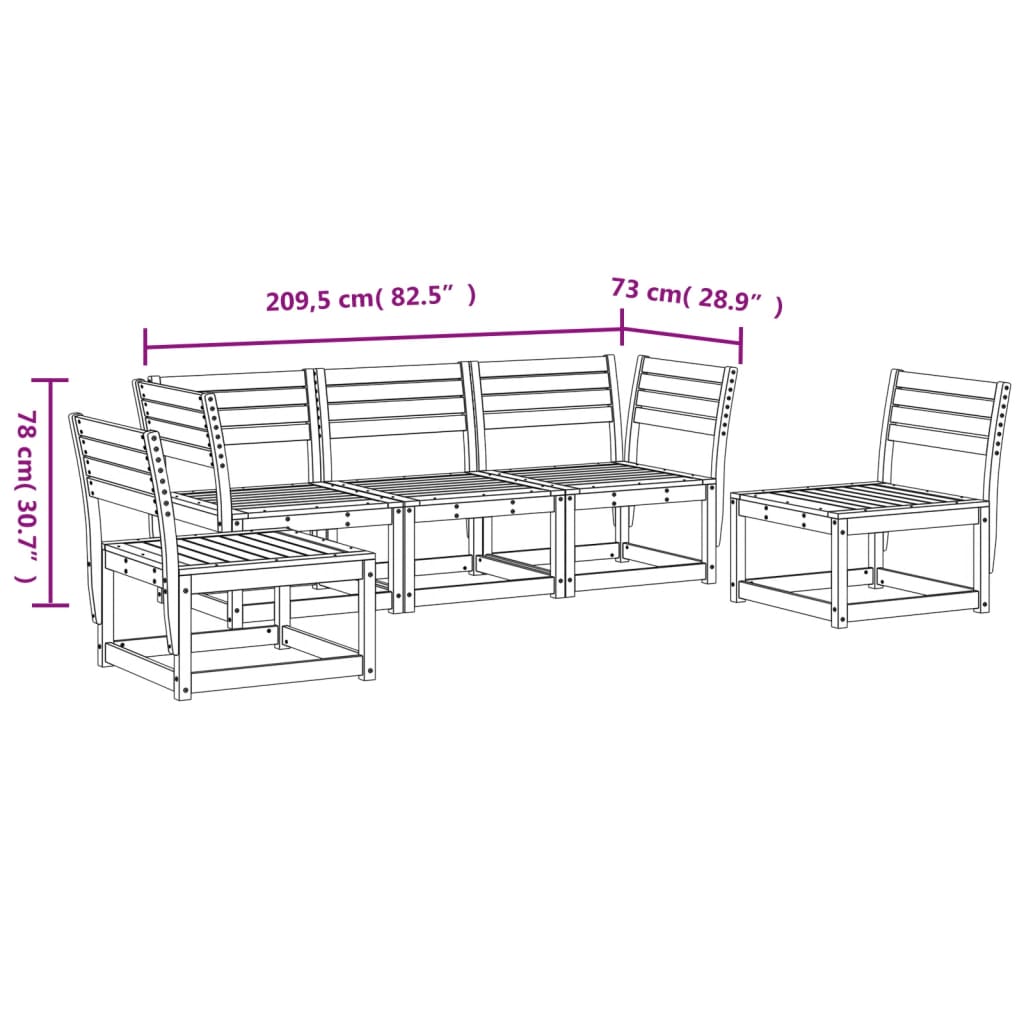 5 Piece Garden Sofa Set Solid Wood Pine