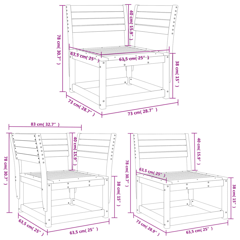 5 Piece Garden Sofa Set White Solid Wood Pine