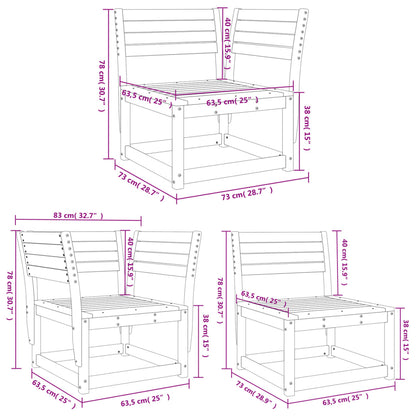 5 Piece Garden Sofa Set White Solid Wood Pine