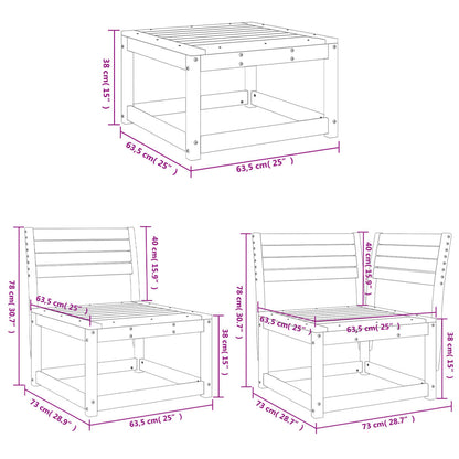 6 Piece Garden Sofa Set White Solid Wood Pine