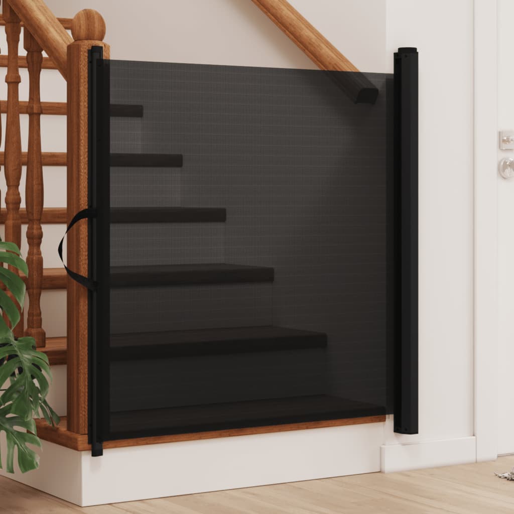 Retractable Pet Gate Black 102.5x125 cm