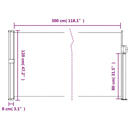 Retractable Side Awning Dark Green 120x300 cm