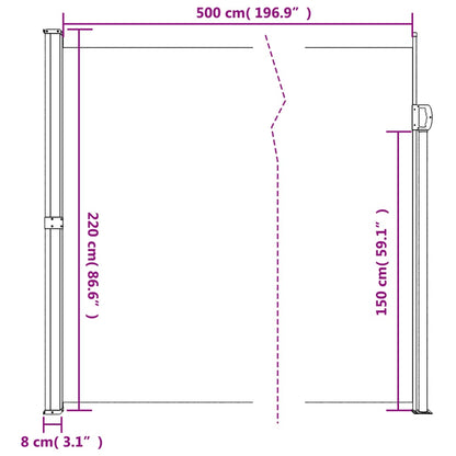 Retractable Side Awning Black 220x500 cm