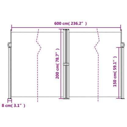 Retractable Side Awning Cream 200x600 cm