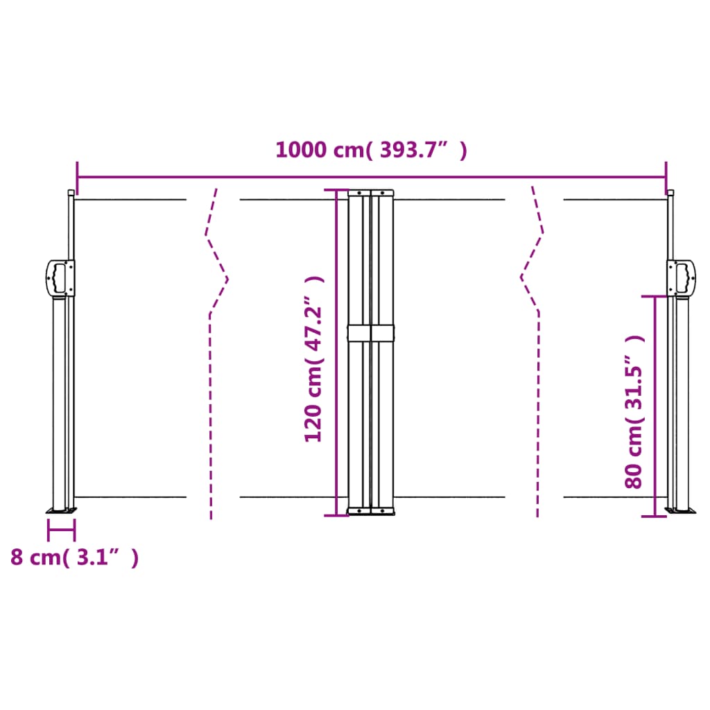 Retractable Side Awning Cream 120x1000 cm