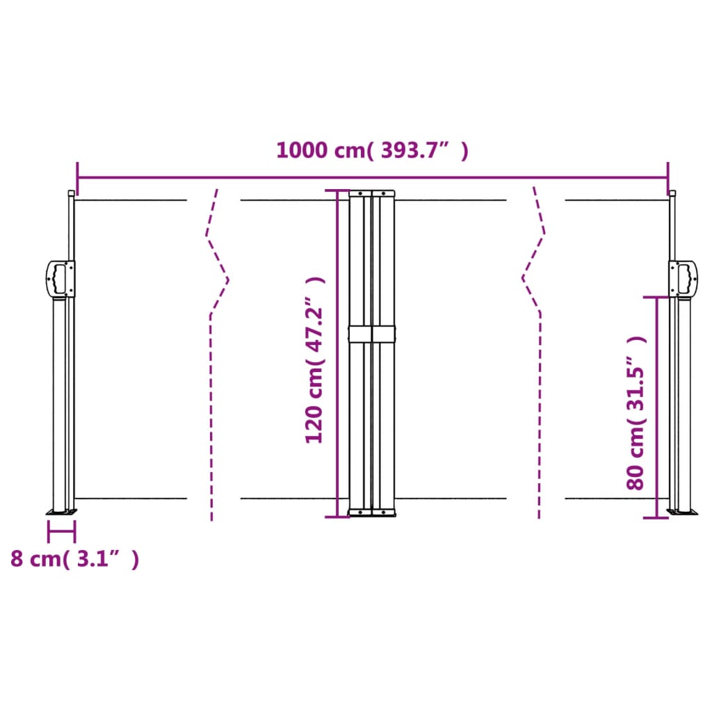 Retractable Side Awning Beige 120x1000 cm