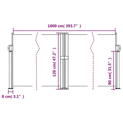 Retractable Side Awning Beige 120x1000 cm