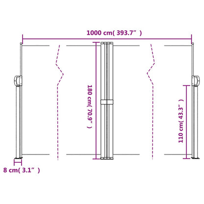 Retractable Side Awning White 180x1000 cm