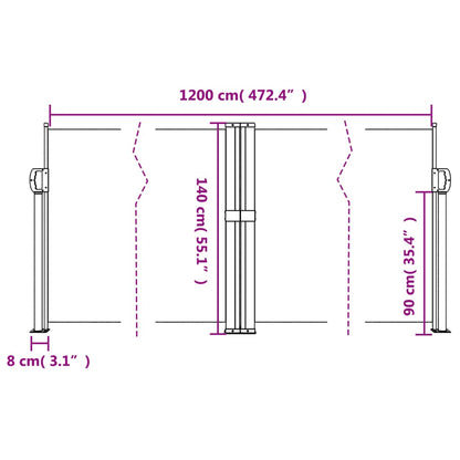 Retractable Side Awning Anthracite 140x1200 cm