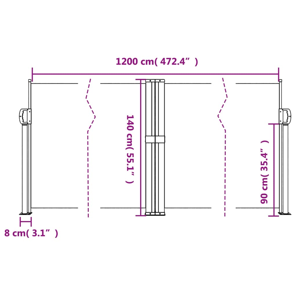 Retractable Side Awning Beige 140x1200 cm