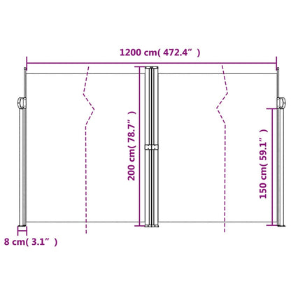 Retractable Side Awning Dark Green 200x1200 cm