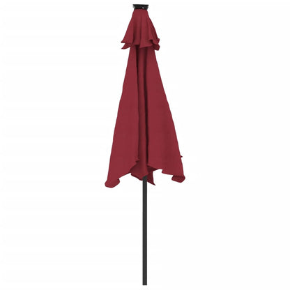 Garden Parasol with LEDs and Steel Pole Bordeaux Red 225x225x212cm