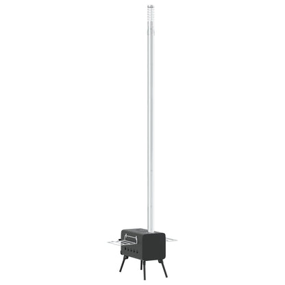 Tent Wood Stove with Chimney and Foldable Legs Black Steel