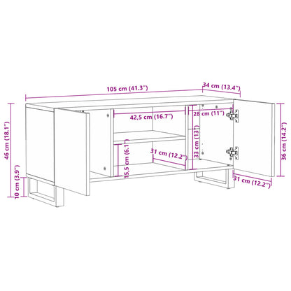 TV Cabinet Brown 105x34x46 cm Solid Wood Mango