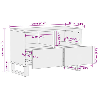 TV Cabinet Brown 70x34x46 cm Solid Wood Mango