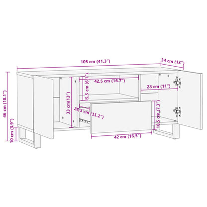 TV Cabinet Brown 100x34x46 cm Solid Wood Mango