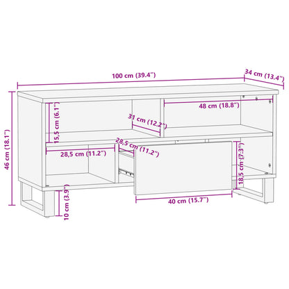 TV Cabinet Brown 100x34x46 cm Solid Wood Mango