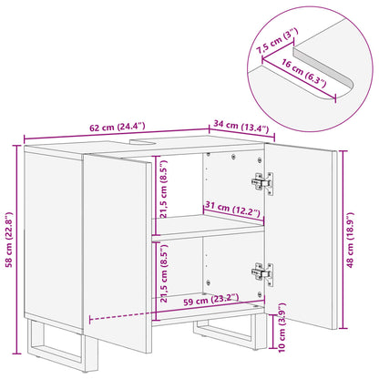 Bathroom Sink Cabinet 62x34x58 cm Solid Wood Rough Mango