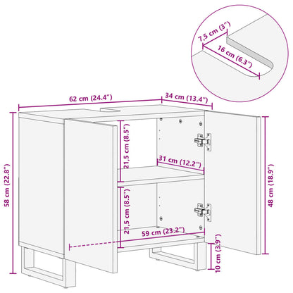 Bathroom Sink Cabinet 62x34x58 cm Solid Wood Acacia