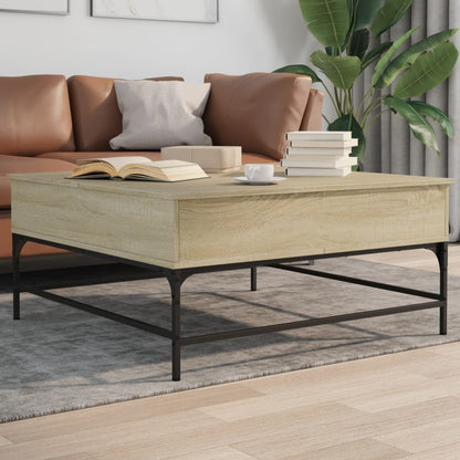 Coffee Table Sonoma Oak 95x95x45 cm Engineered Wood and Metal