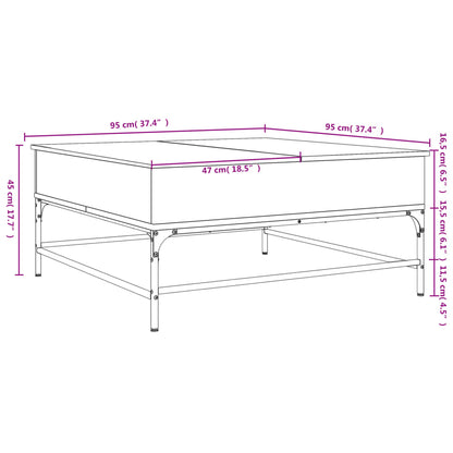 Coffee Table Sonoma Oak 95x95x45 cm Engineered Wood and Metal