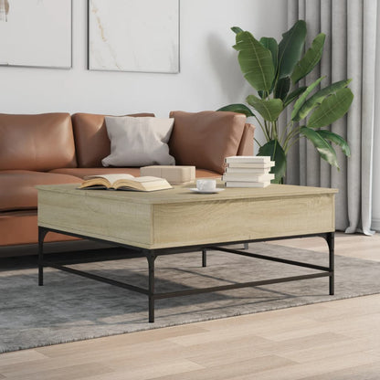 Coffee Table Sonoma Oak 95x95x45 cm Engineered Wood and Metal