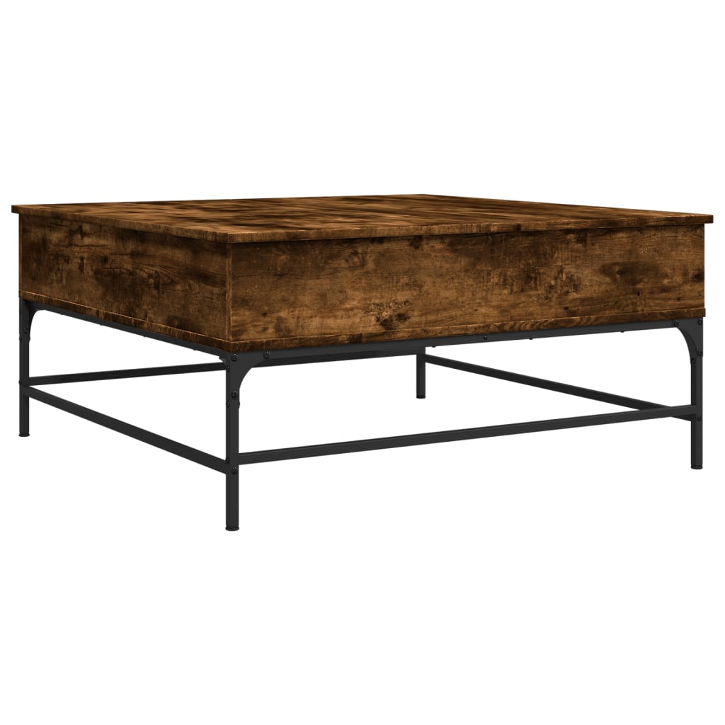 Coffee Table Smoked Oak 95x95x45 cm Engineered Wood and Metal