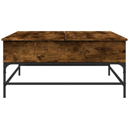 Coffee Table Smoked Oak 95x95x45 cm Engineered Wood and Metal