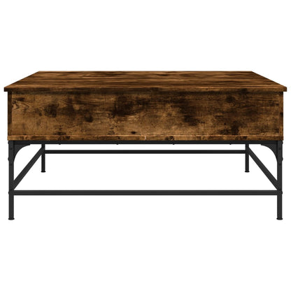 Coffee Table Smoked Oak 95x95x45 cm Engineered Wood and Metal