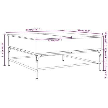 Coffee Table Smoked Oak 95x95x45 cm Engineered Wood and Metal