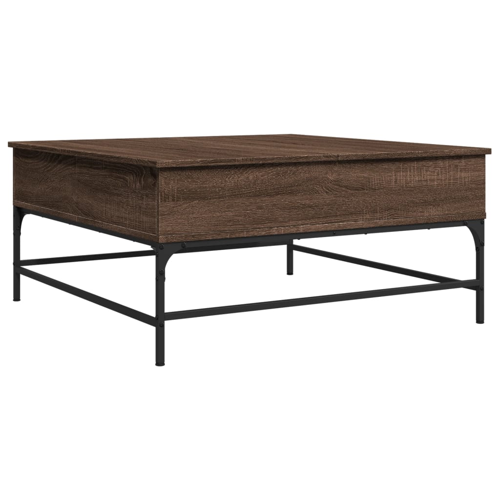 Coffee Table Brown Oak 95x95x45 cm Engineered Wood and Metal