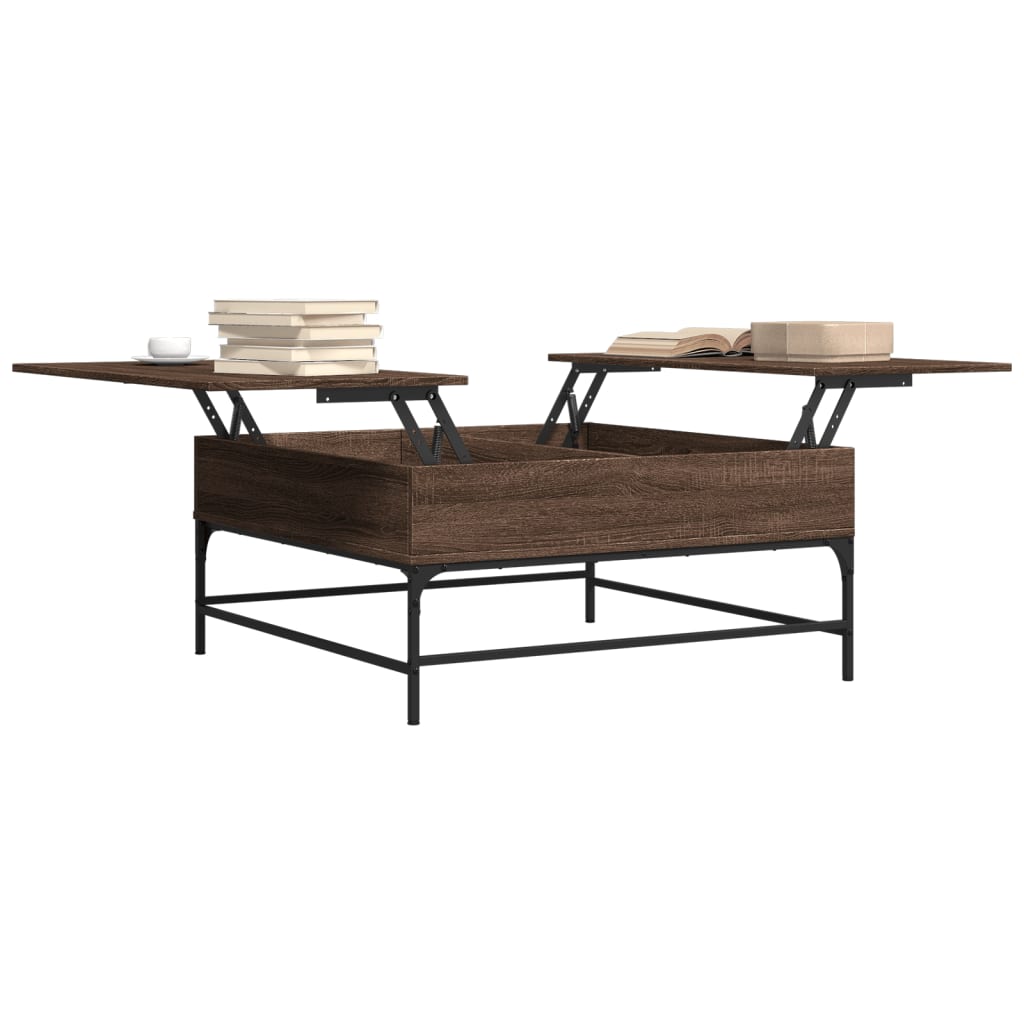 Coffee Table Brown Oak 95x95x45 cm Engineered Wood and Metal