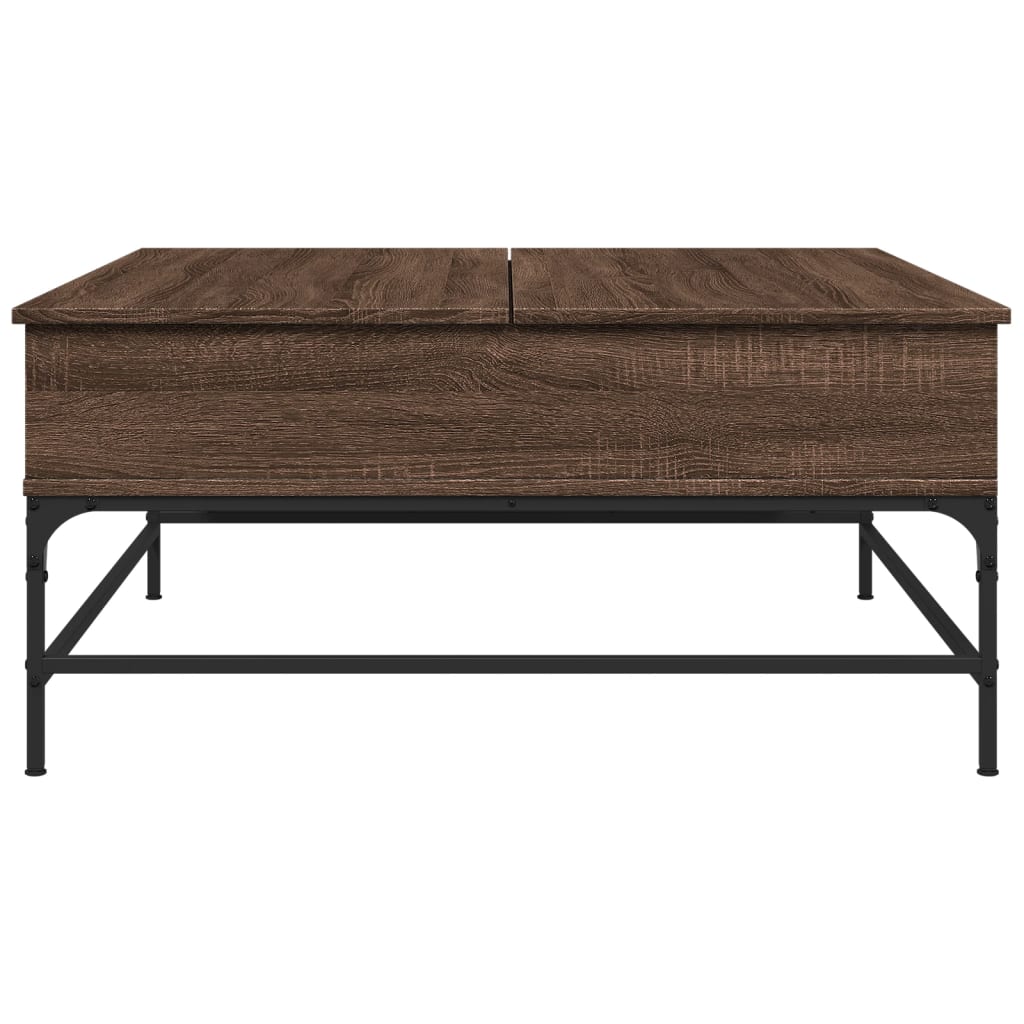 Coffee Table Brown Oak 95x95x45 cm Engineered Wood and Metal