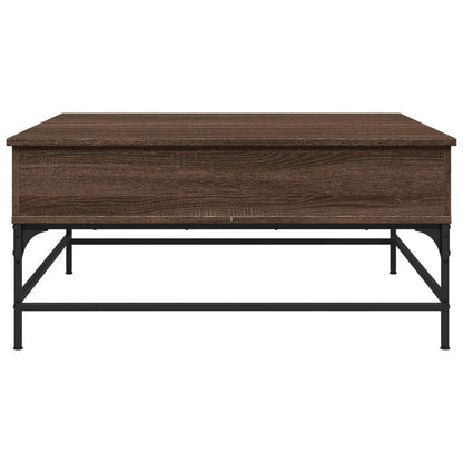 Coffee Table Brown Oak 95x95x45 cm Engineered Wood and Metal