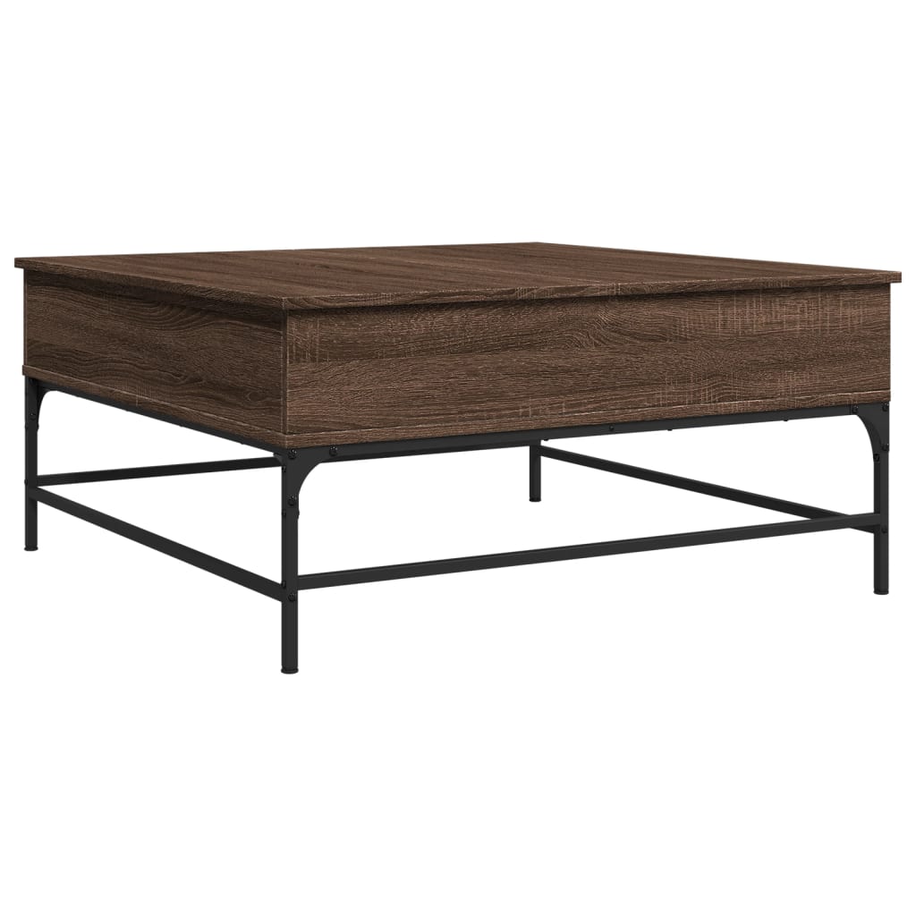 Coffee Table Brown Oak 95x95x45 cm Engineered Wood and Metal