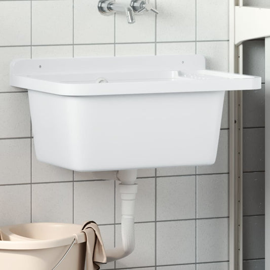 Utility Sink for Wall Mounting White 60x40x28 cm Resin