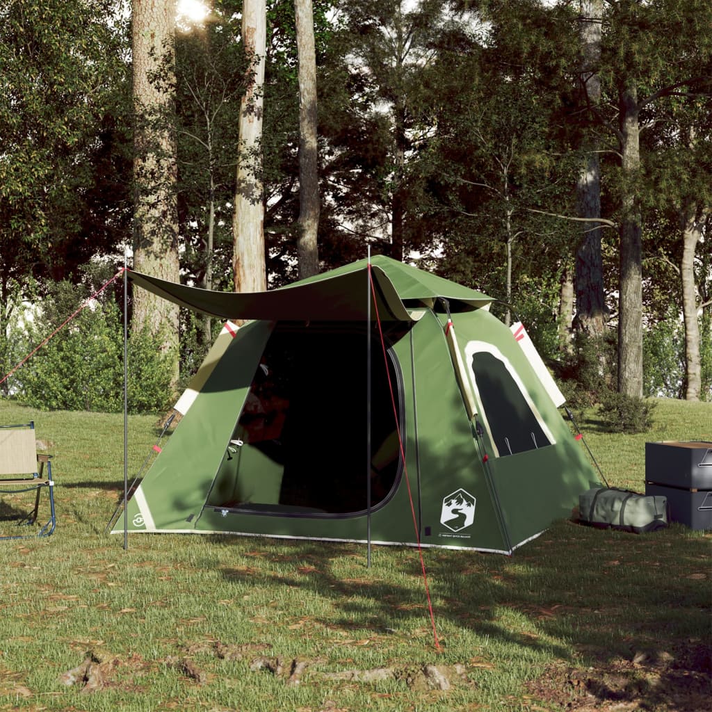 Camping Tent Dome 4-Person Green Quick Release