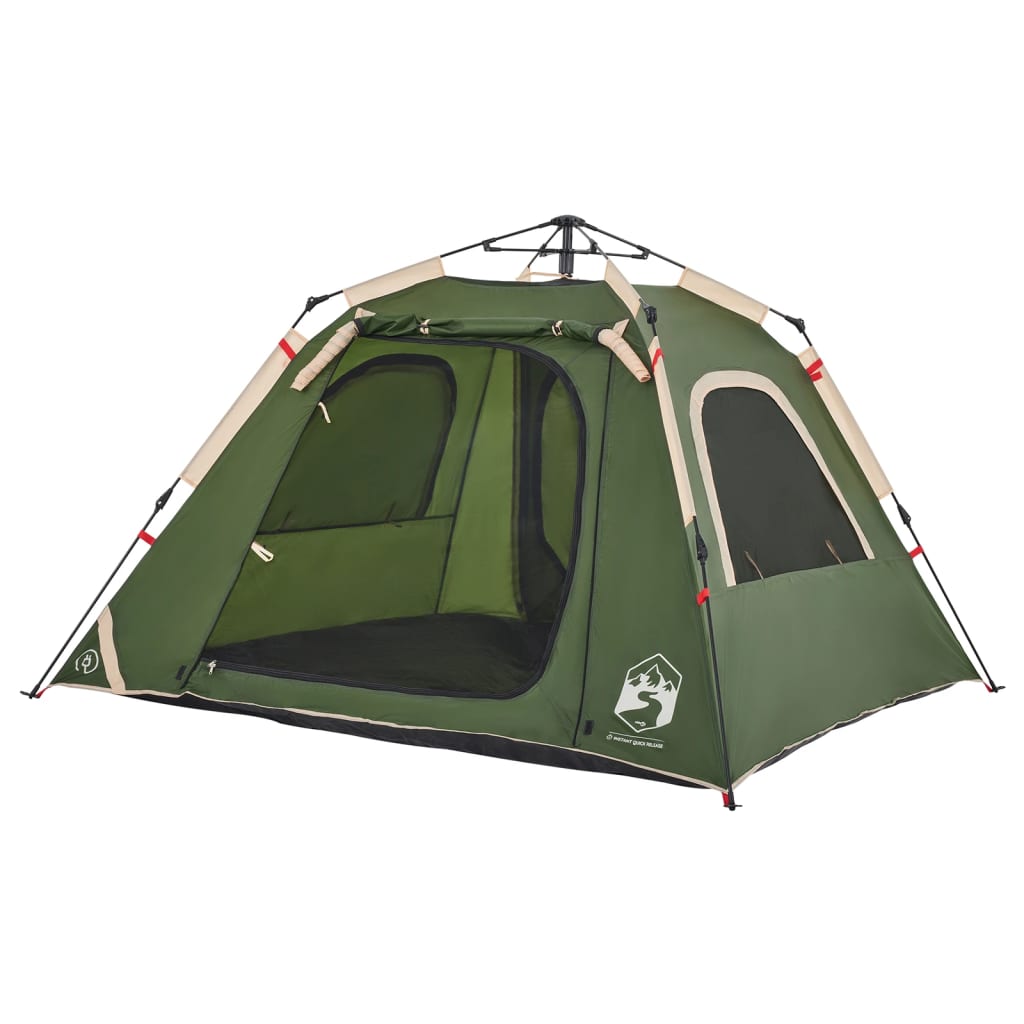 Camping Tent Dome 4-Person Green Quick Release