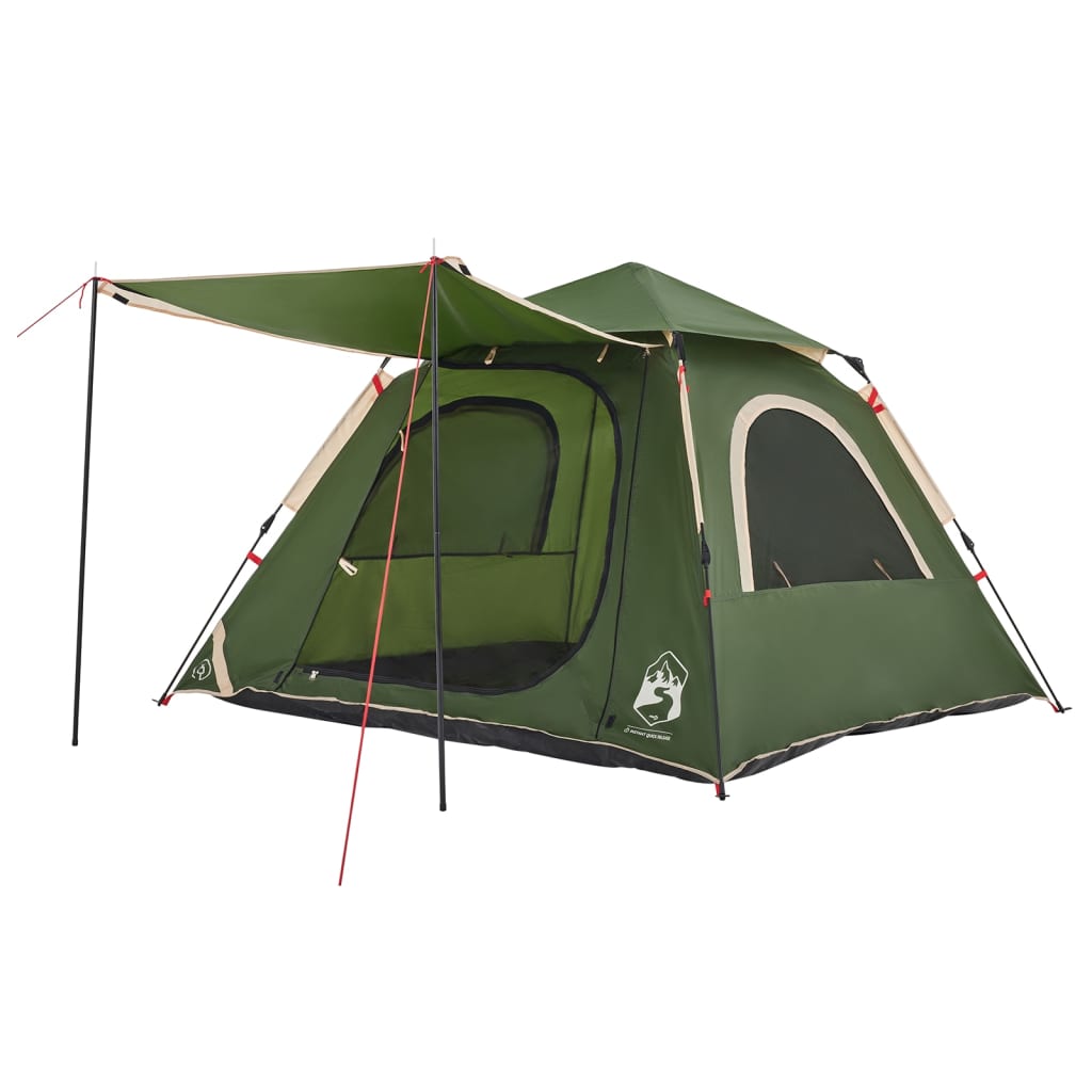 Camping Tent Dome 4-Person Green Quick Release