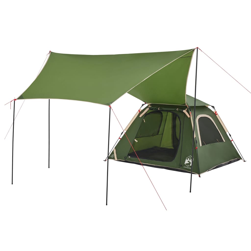 Camping Tent Dome 4-Person Green Quick Release