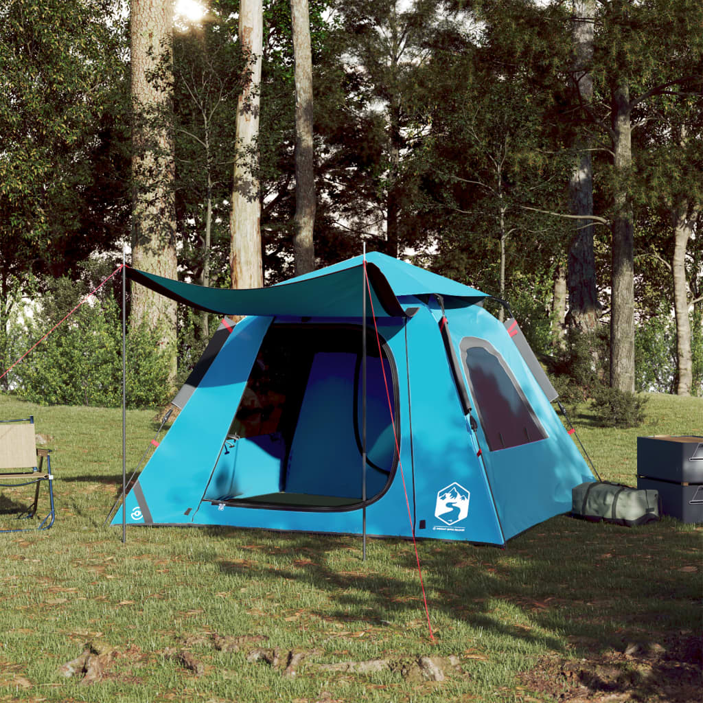 Camping Tent Dome 4-Person Blue Quick Release