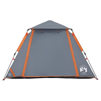 Camping Tent Dome 4-Person Grey and Orange Quick Release