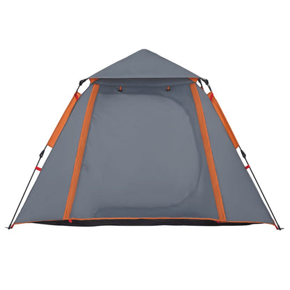 Camping Tent Dome 4-Person Grey and Orange Quick Release