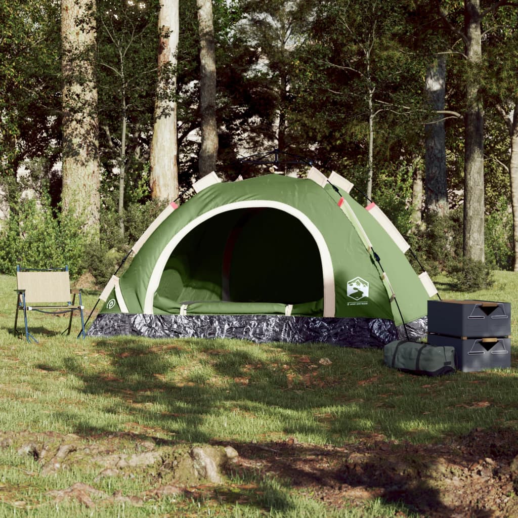 Camping Tent 3-Person Green Quick Release