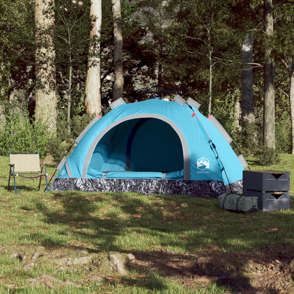 Camping Tent 3-Person Blue Quick Release