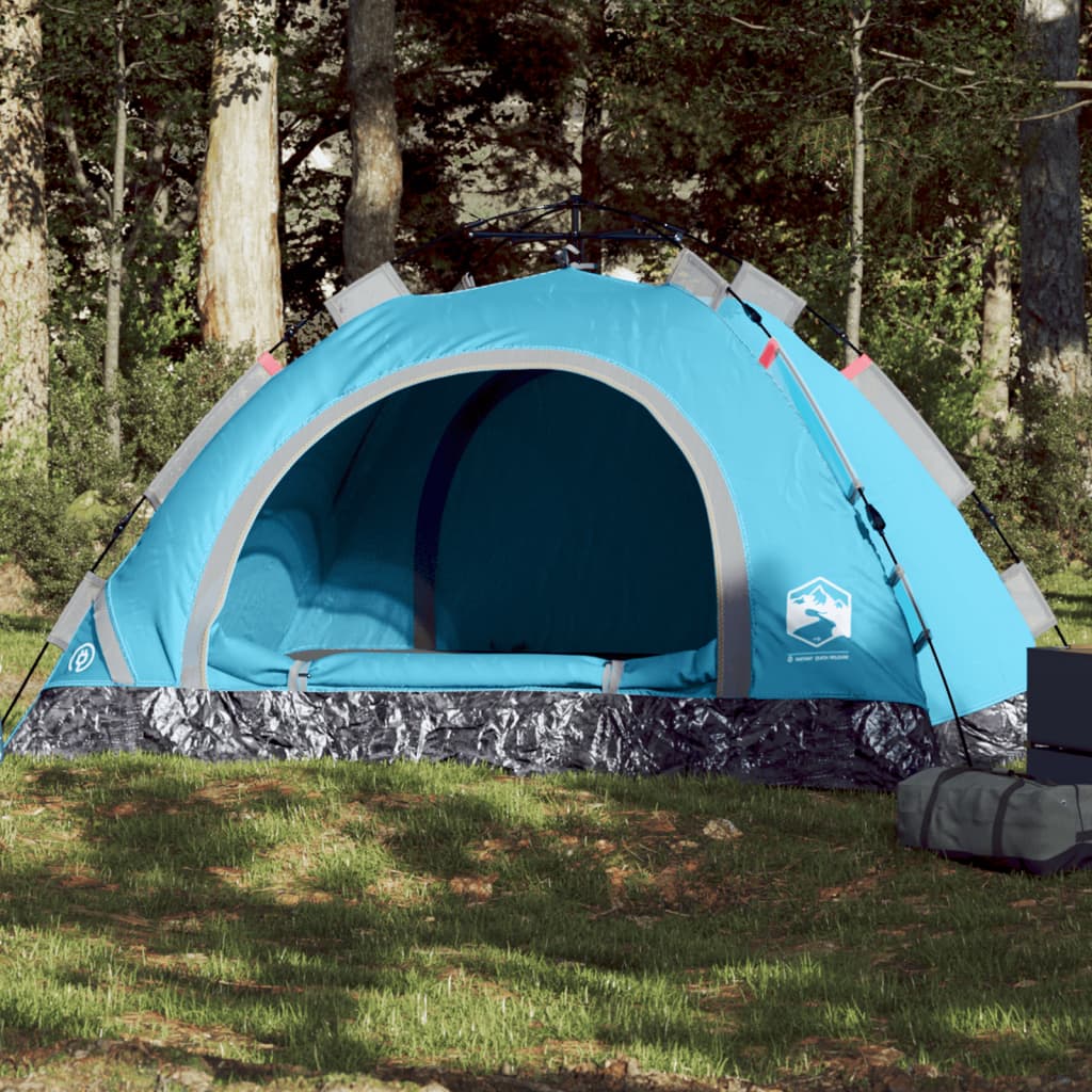 Camping Tent 3-Person Blue Quick Release