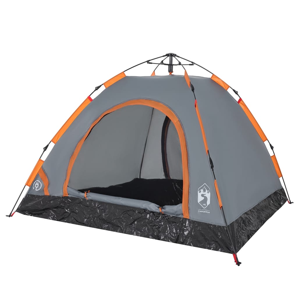 Camping Tent 3-Person Grey and Orange Quick Release