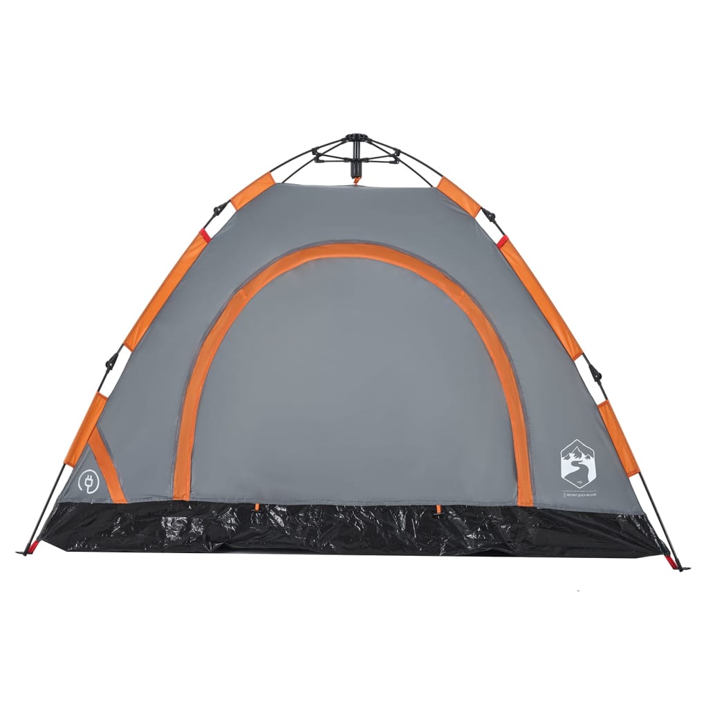 Camping Tent 3-Person Grey and Orange Quick Release