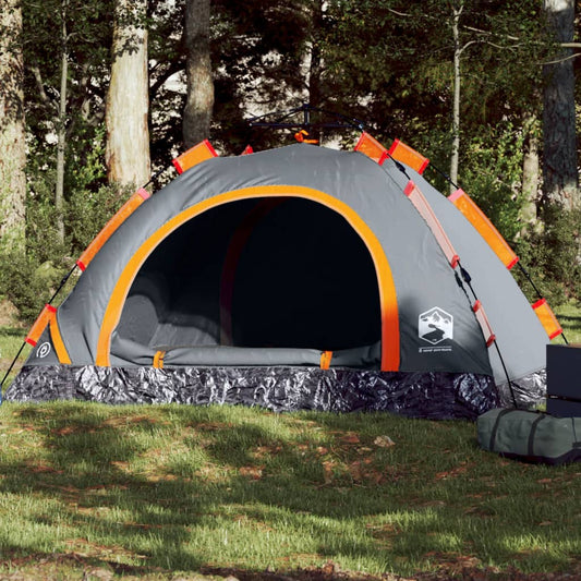 Camping Tent 3-Person Grey and Orange Quick Release